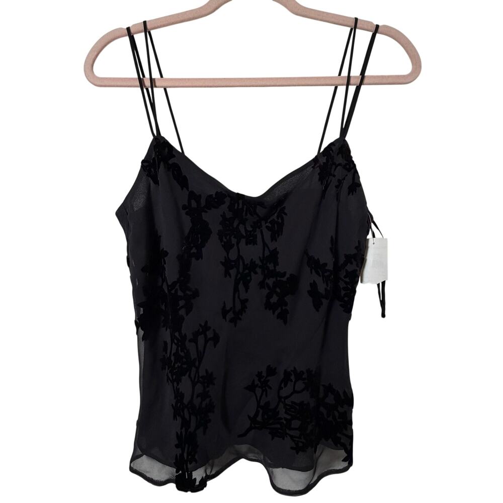 Sz 10 NWT Jones New York Evening Silk Velvet Burnout Floral Cami Tank Goth Glam